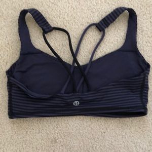 Lululemon sports bra navy stripe with cross back